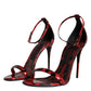 Red Leopard Leather Ankle Strap Keira Sandals Shoes