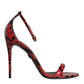 Red Leopard Leather Ankle Strap Keira Sandals Shoes