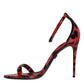 Red Leopard Leather Ankle Strap Keira Sandals Shoes