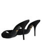 Black Keira Cordonetto Heels Slides Shoes