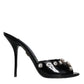 Black Crystal Heels Keira Sandals Shoes