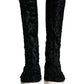 Black Xiangao Lamb Fur Leather Boots Shoes