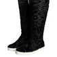 Black Xiangao Lamb Fur Leather Boots Shoes