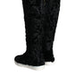 Black Xiangao Lamb Fur Leather Boots Shoes