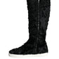 Black Xiangao Lamb Fur Leather Boots Shoes