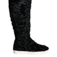 Black Xiangao Lamb Fur Leather Boots Shoes