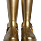 Metallic Gold Rubber PVC Rain Boots Shoes