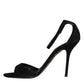 Black KEIRA Heels Ankle Strap Sandals Shoes