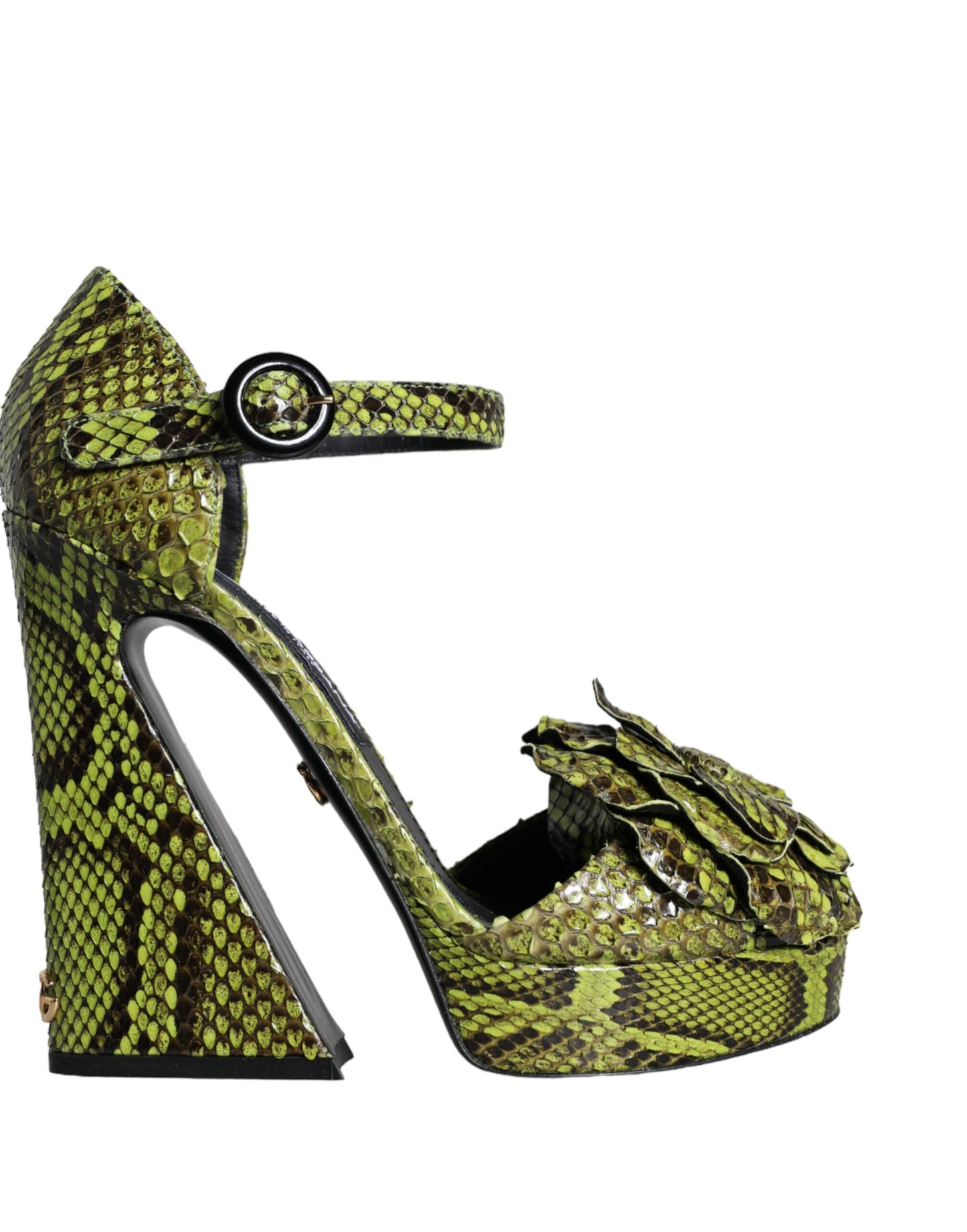 Green Exotic Leather Ankle Strap Heels Sandals Shoes