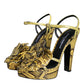 Yellow Exotic Leather Ankle Strap Heels Sandals Shoes