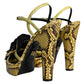 Yellow Exotic Leather Ankle Strap Heels Sandals Shoes