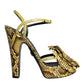 Yellow Exotic Leather Ankle Strap Heels Sandals Shoes