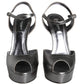 Metallic Silver Leather Keira Platform Sandals Shoes