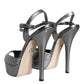 Metallic Silver Leather Keira Platform Sandals Shoes