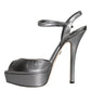 Metallic Silver Leather Keira Platform Sandals Shoes