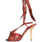 Coral Exotic Leather Heels Sandals Shoes