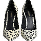 Black White Polka Dot Leather Pumps Shoes