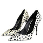 Black White Polka Dot Leather Pumps Shoes