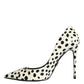 Black White Polka Dot Leather Pumps Shoes