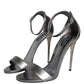 Silver KEIRA Heels Ankle Strap Sandals Shoes