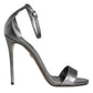 Silver KEIRA Heels Ankle Strap Sandals Shoes