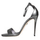 Silver KEIRA Heels Ankle Strap Sandals Shoes