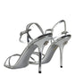 Silver KEIRA Leather AnkleStrap Sandals Shoes