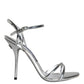 Silver KEIRA Leather AnkleStrap Sandals Shoes