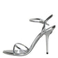 Silver KEIRA Leather AnkleStrap Sandals Shoes