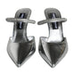 Silver Crystal Leather Slip On Sandals Shoes