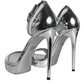 Silver KEIRA Heels Ankle Strap Sandals Shoes