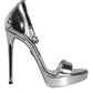 Silver KEIRA Heels Ankle Strap Sandals Shoes