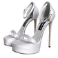 White Keira Satin Ankle Strap Sandals Shoes