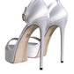 White Keira Satin Ankle Strap Sandals Shoes