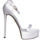 White Keira Satin Ankle Strap Sandals Shoes