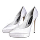 White Satin Platform High Heels Pumps Shoes