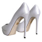 White Satin Platform High Heels Pumps Shoes