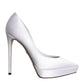 White Satin Platform High Heels Pumps Shoes