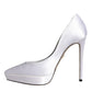 White Satin Platform High Heels Pumps Shoes