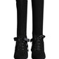 Black Stiletto Heels Mid Calf Boots Shoes