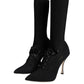 Black Stiletto Heels Mid Calf Boots Shoes