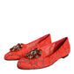 Coral Lace Crystal Ballet Flats Loafers Shoes