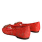 Coral Lace Crystal Ballet Flats Loafers Shoes