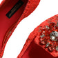 Coral Lace Crystal Ballet Flats Loafers Shoes