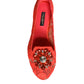 Coral Lace Crystal Ballet Flats Loafers Shoes