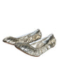 Silver Patent Leather Scrunch Ballet Flats Shoes