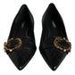 Black Devotion Leather Pointy Flats Shoes