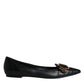 Black Devotion Leather Pointy Flats Shoes