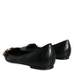 Black Devotion Leather Pointy Flats Shoes