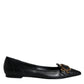 Black Devotion Leather Pointy Flats Shoes